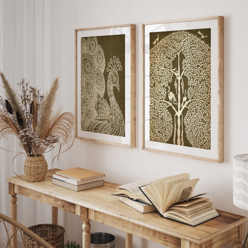 Nature Peacock and Tree of Life – Wall Painting