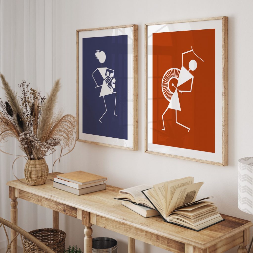 Warli Figures Playing Instruments – Wall Art