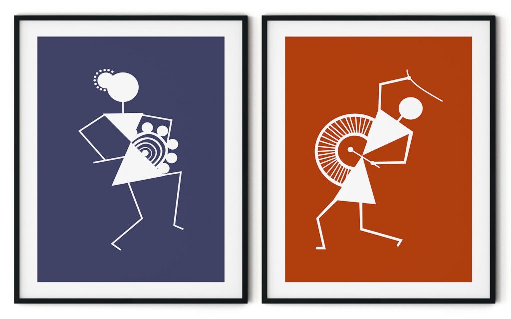 Set of 2 traditional warli tarpa festival