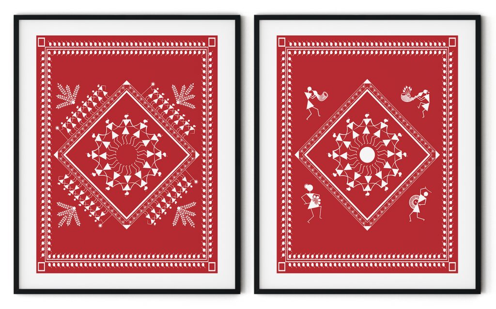 Set of 2 traditional warli chaupal