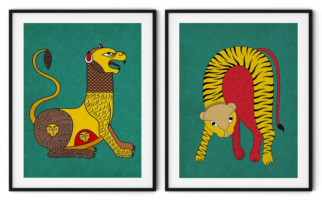 Set of 2 traditional gond bagh