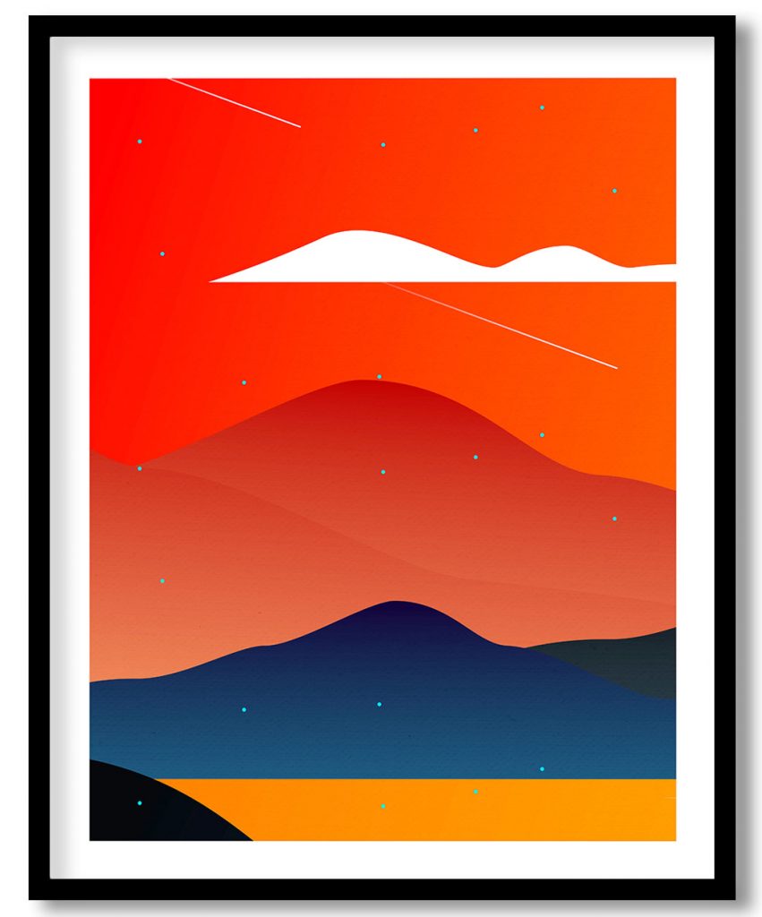 Colorful layered mountains