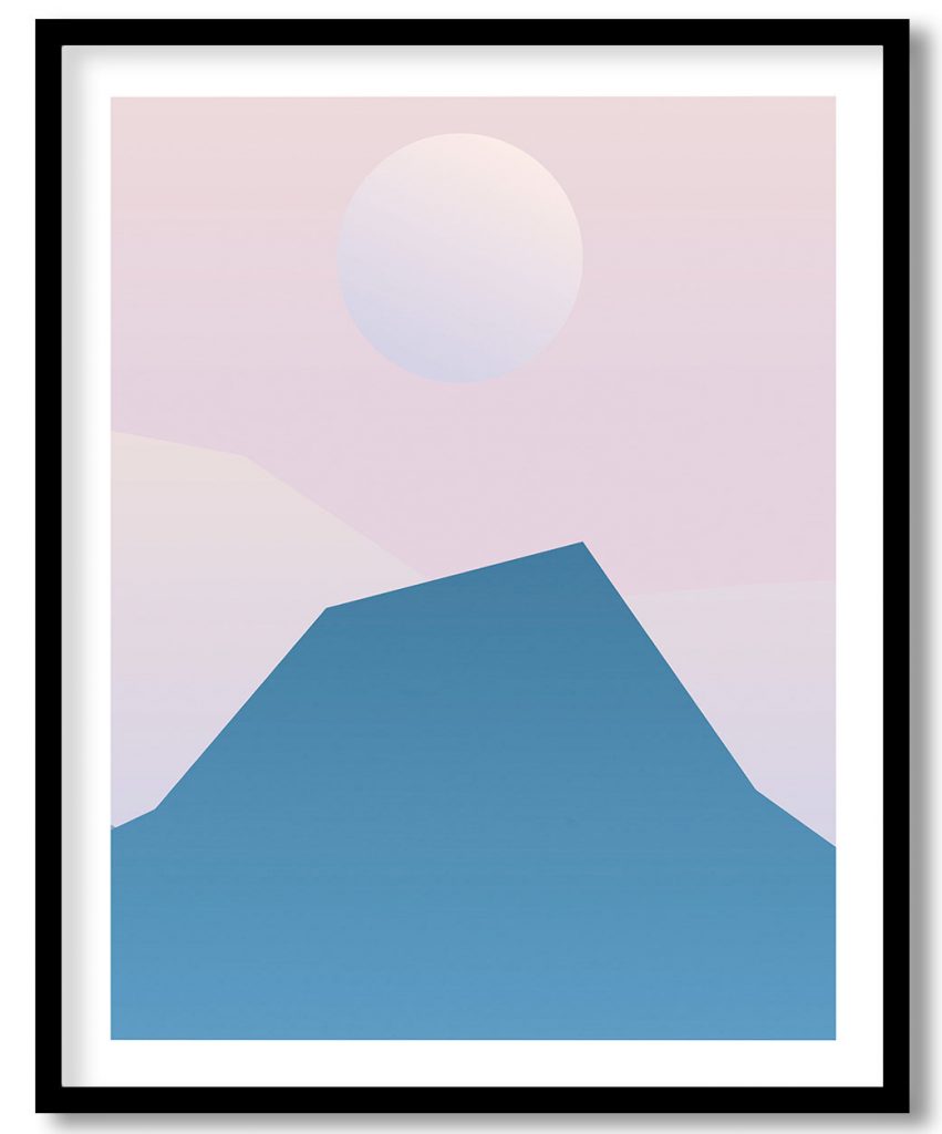 Pale mountain and sun