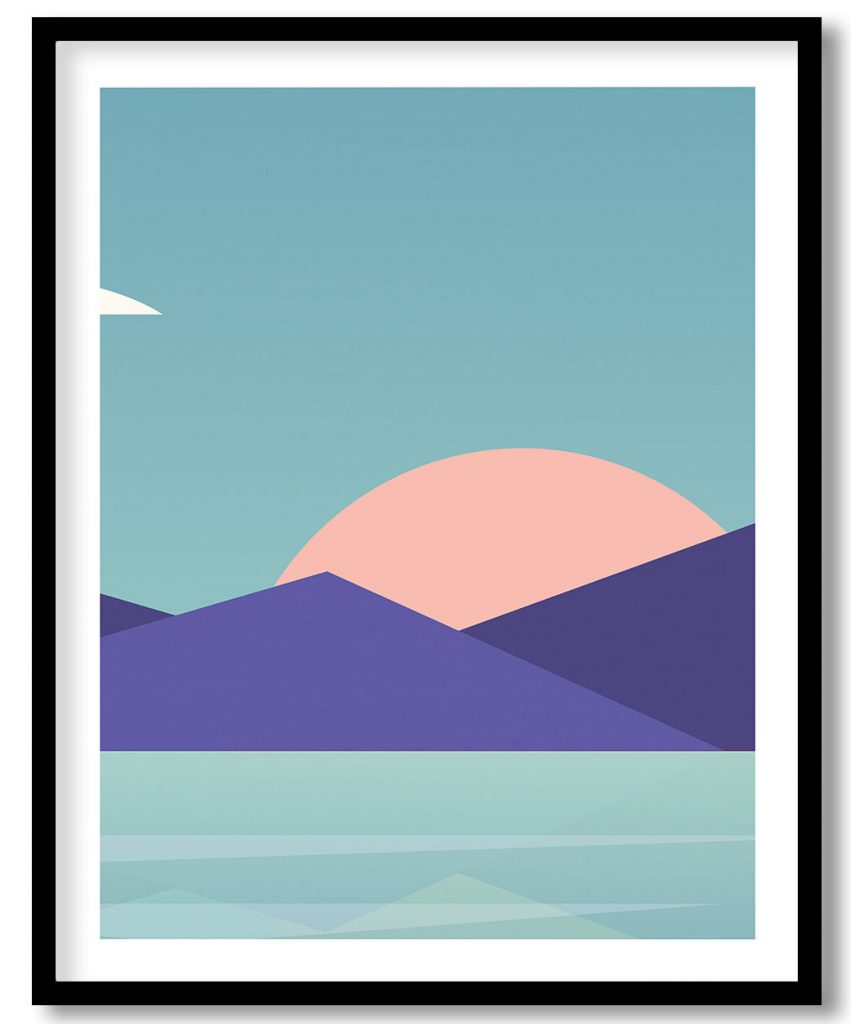 Rising sun mountain and sea