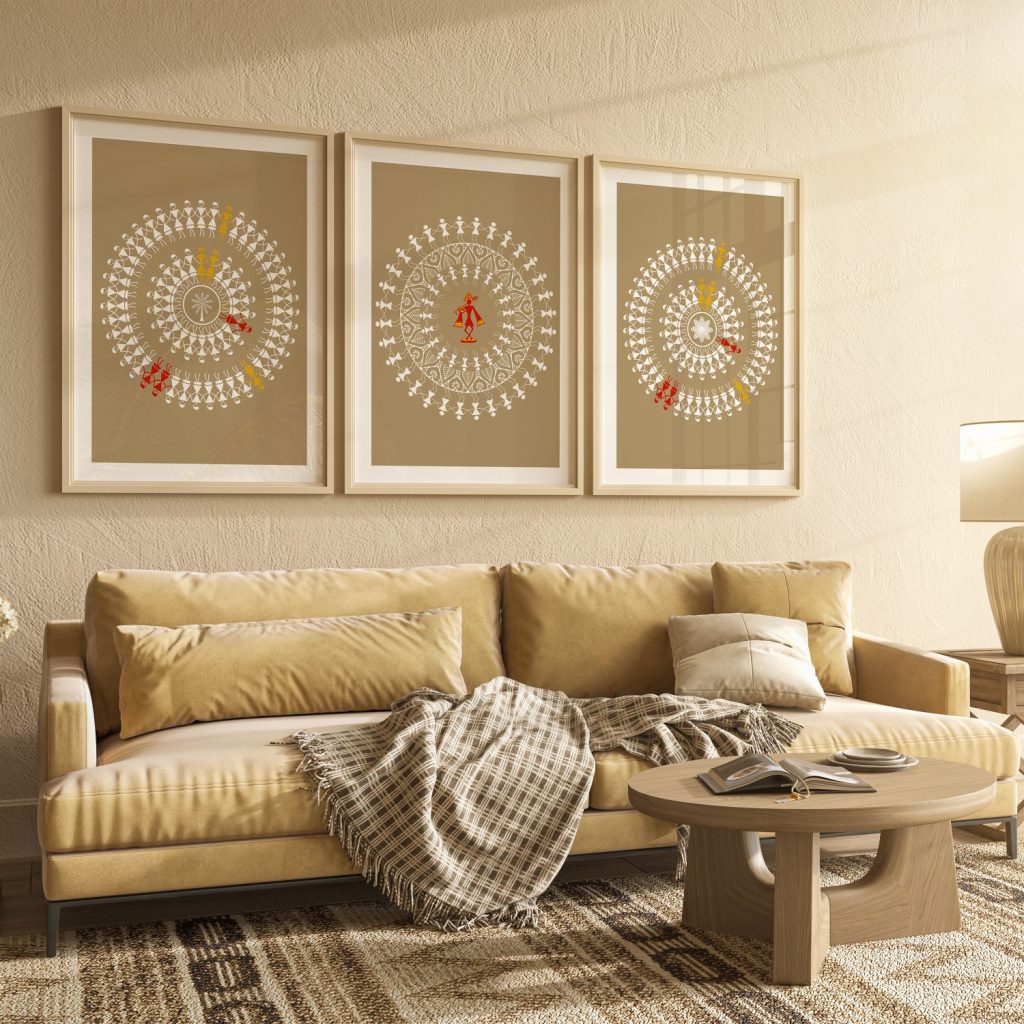 Warli Circular Dancing Figures – Wall Hanging