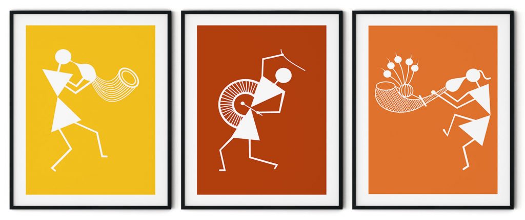 Set of 3 warli tribal lagna