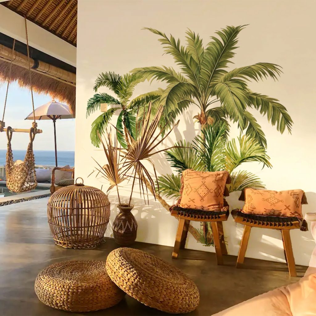 Beach green palm tree