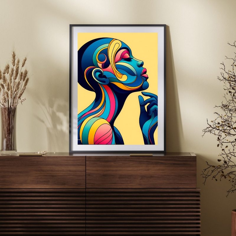 Contemporary Stylized Woman Profile – Home Decor