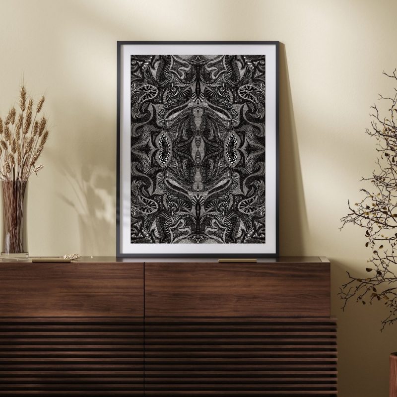 Abstract Symmetrical Black and White Pattern – Wall Art
