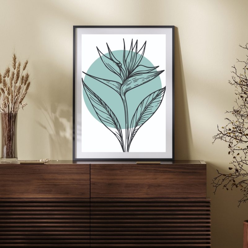 Botanical Bird of Paradise and Leaves – Wall Art