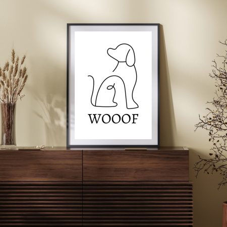 Minimalist Sitting Dog Wooof – Home Decor