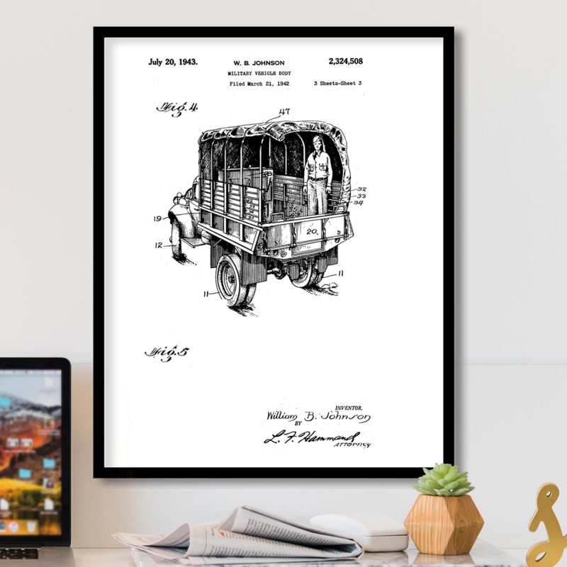 Industrial Military Truck Patent – Wall Decor