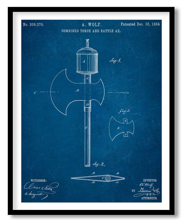 Combined torch and battle axe 1884 blue