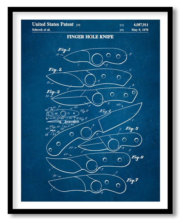 Finger hole knife 1978 blue