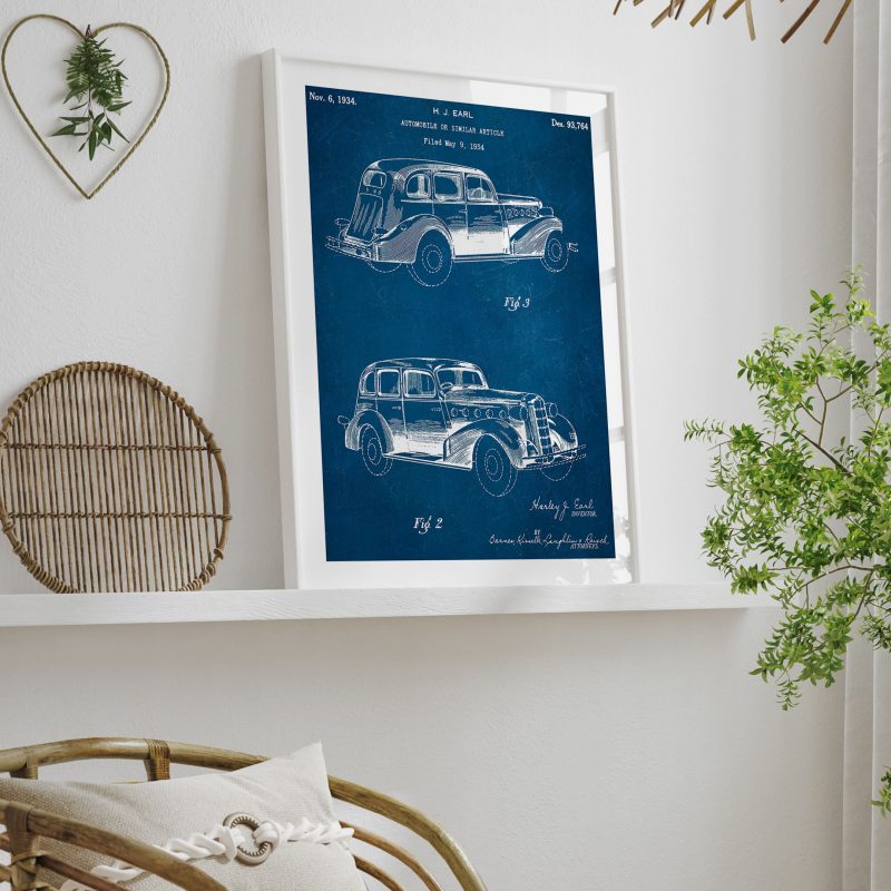Industrial Automobile Patent Blueprint – Wall Decor