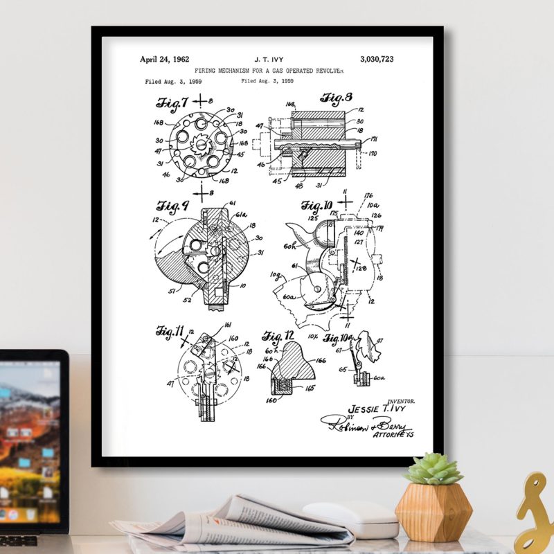 Industrial Revolver Blueprint – Wall Art