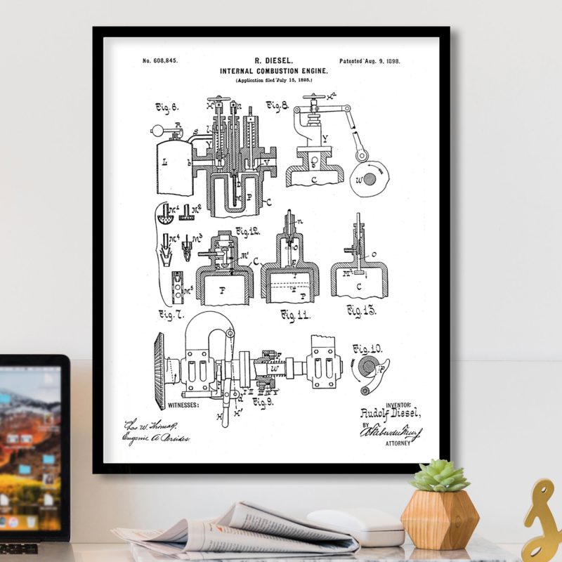 Industrial Rudolf Diesel Engine Patent – Home Decor