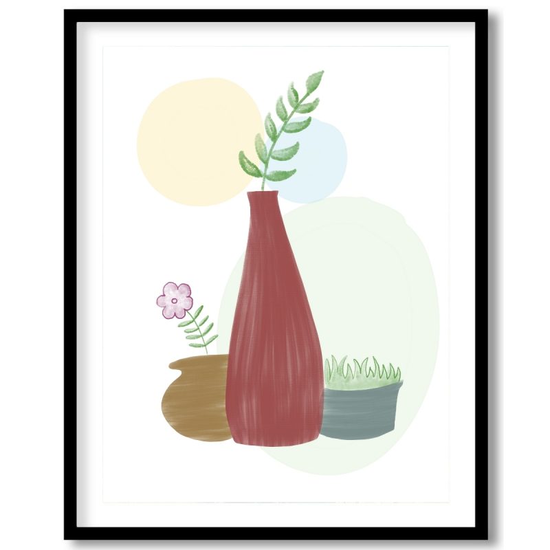 Boho Flower Pots Art Wall Prints 10x15