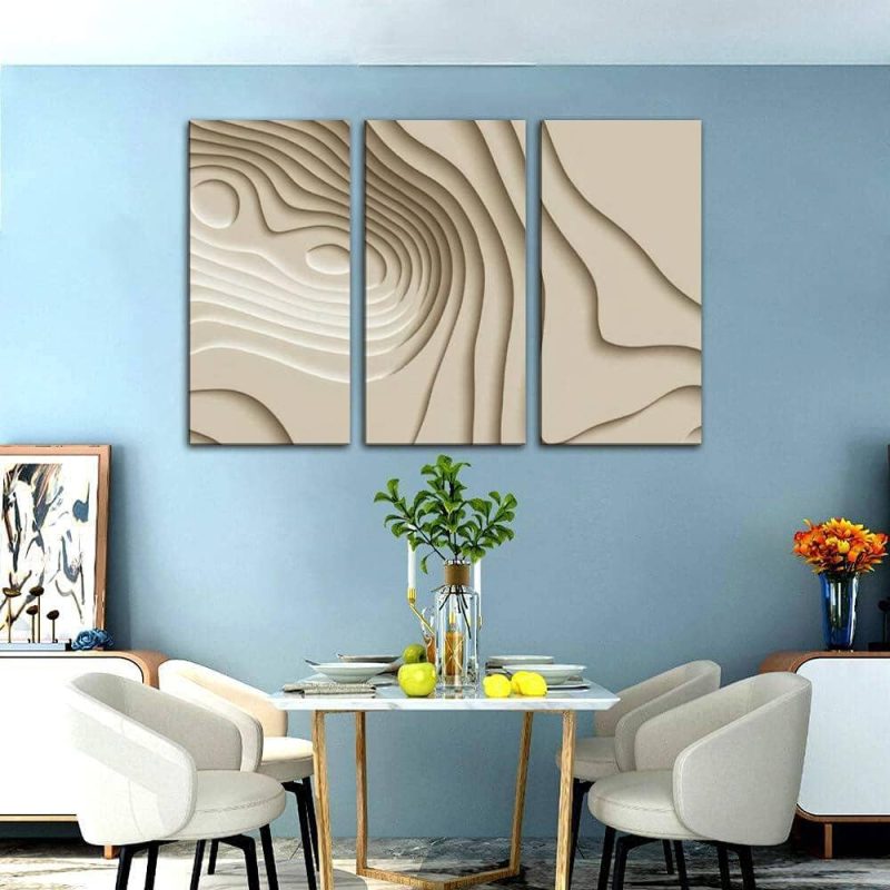 3 Piece Canvas Wall Art Mountain hiking Map line of topography abstract topographic map Framed Hanging Painting Posters Modern Artwork Home Decor for Living Room Bedroom Ready to Hang