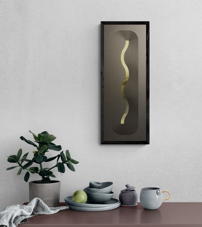 River of life, framed 3D art, dark minimalist wall sculpture, layered paper wall decor, 3D wall hanging, paper design, layered creation