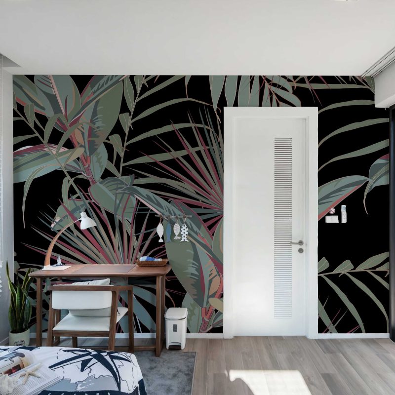 Rubber Plant wallpaper in black