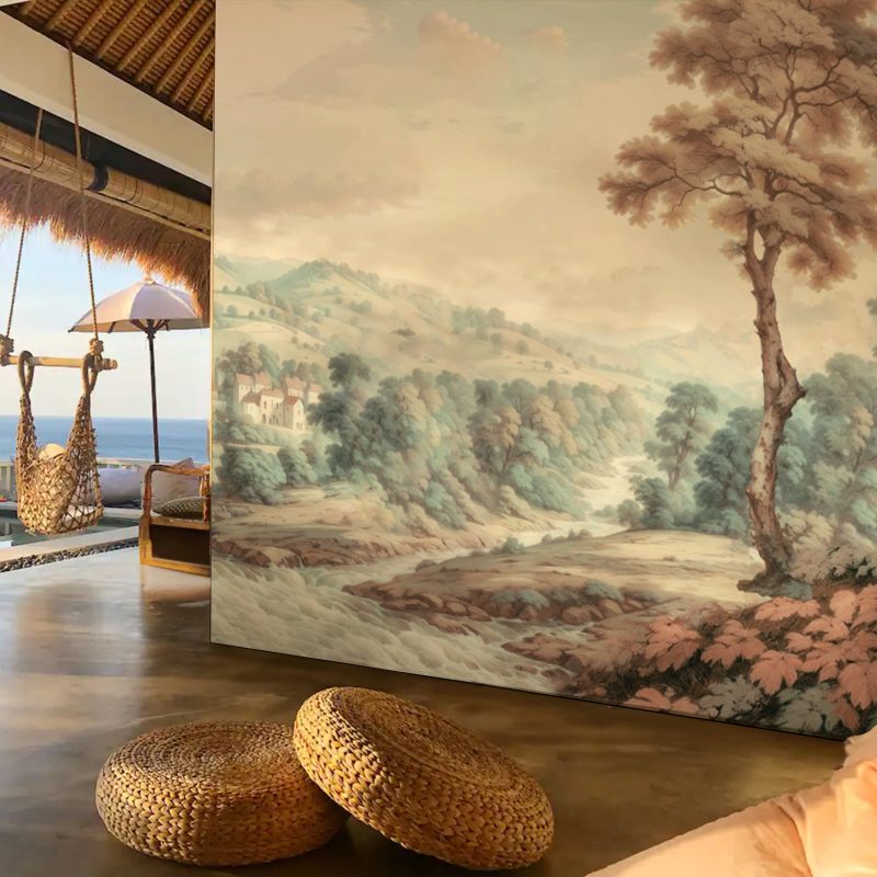 Vintage lukewarm landscape view in asia