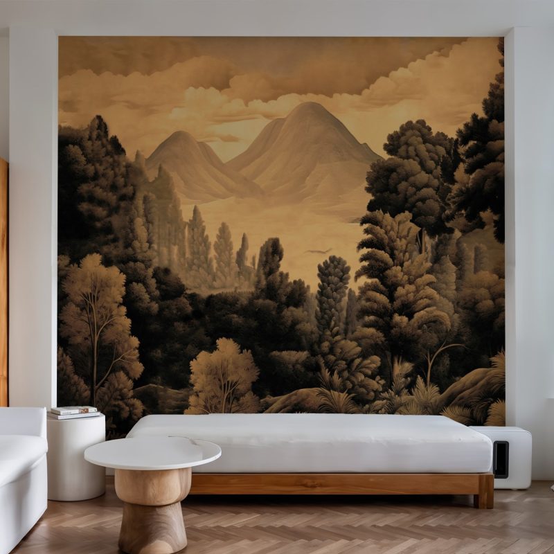 Brown Mountain Forest Mural Wallpaper