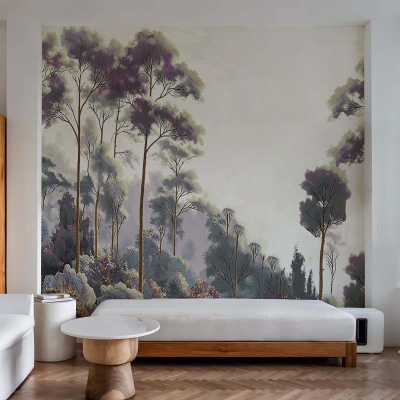 Lavender Misty Forest Mural Wallpaper
