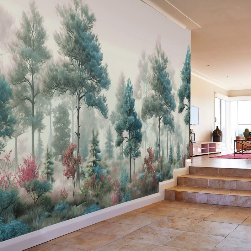 Pastel Pines and Colorful Shrubs