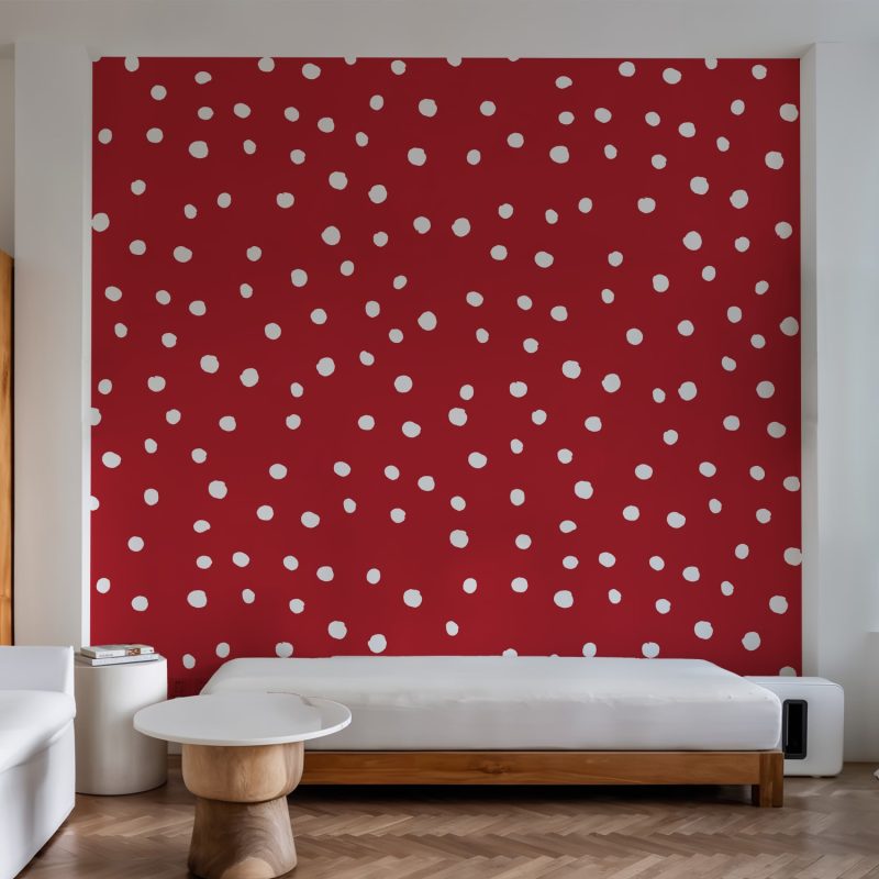 Cute Dotted Nursery wallpaper in red