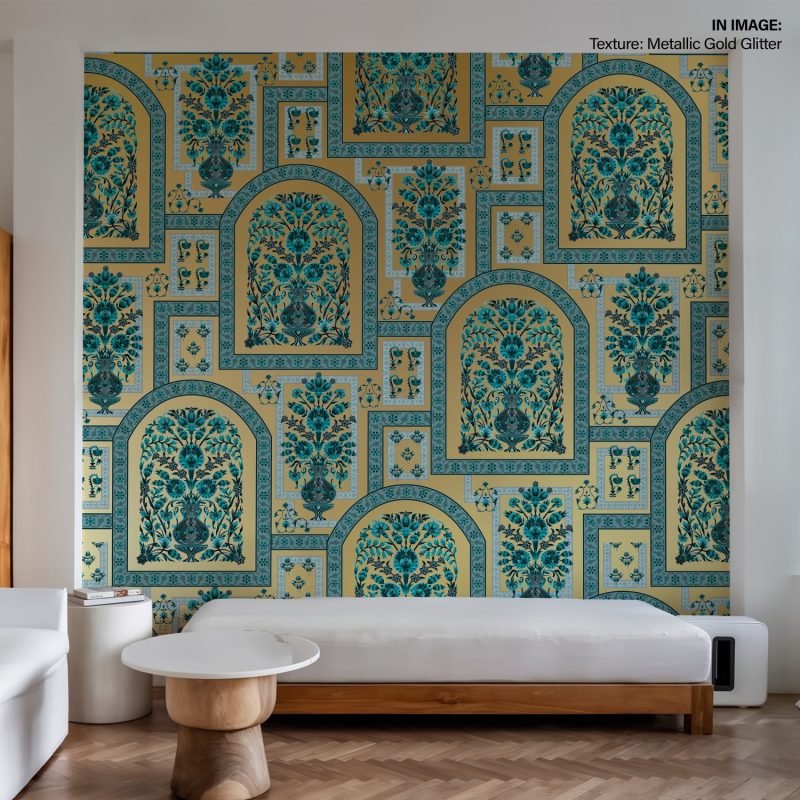 Mughal Seamless Boho Floral Pattern wallpaper in teal