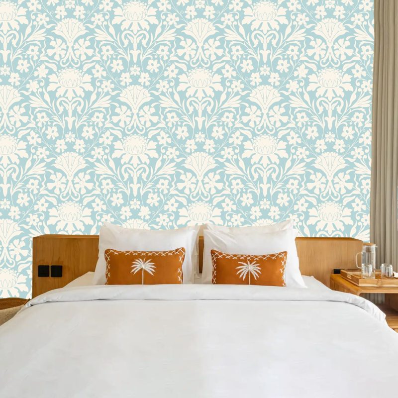 Light Floral Seamless Pattern wallpaper in aqua