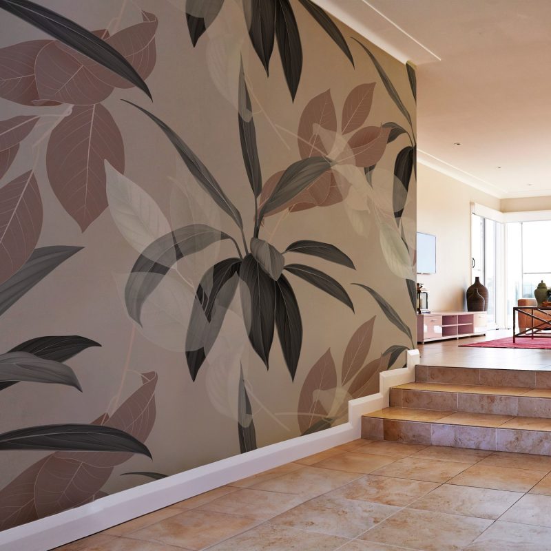 Creative Universal Tropical Leaves wallpaper in greige
