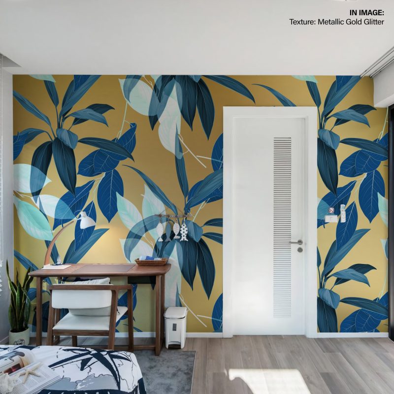 Creative Universal Tropical Leaves wallpaper in mustard