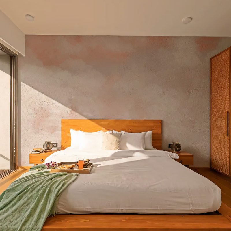 Peach Watercolor Cloud Mural Wallpaper