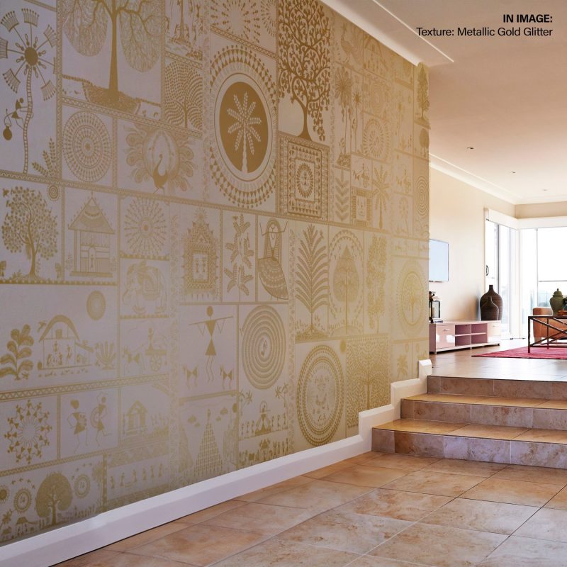Warli Rural Serenity Life wallpaper in taupe