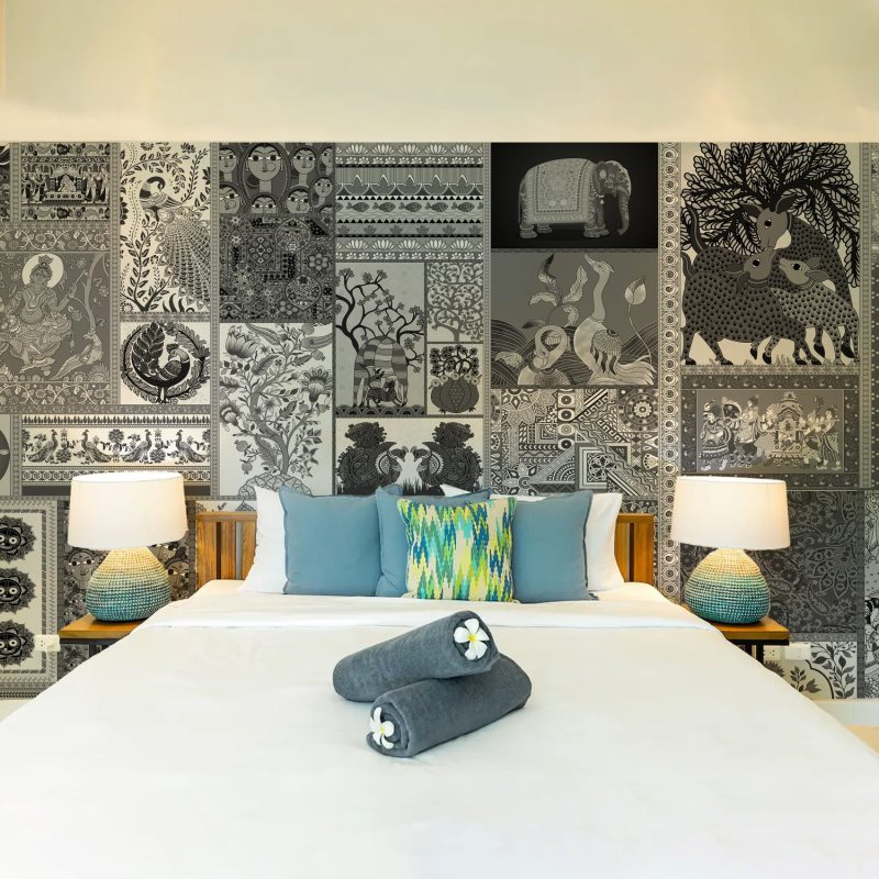 Indian Folk Fusion wallpaper in grey