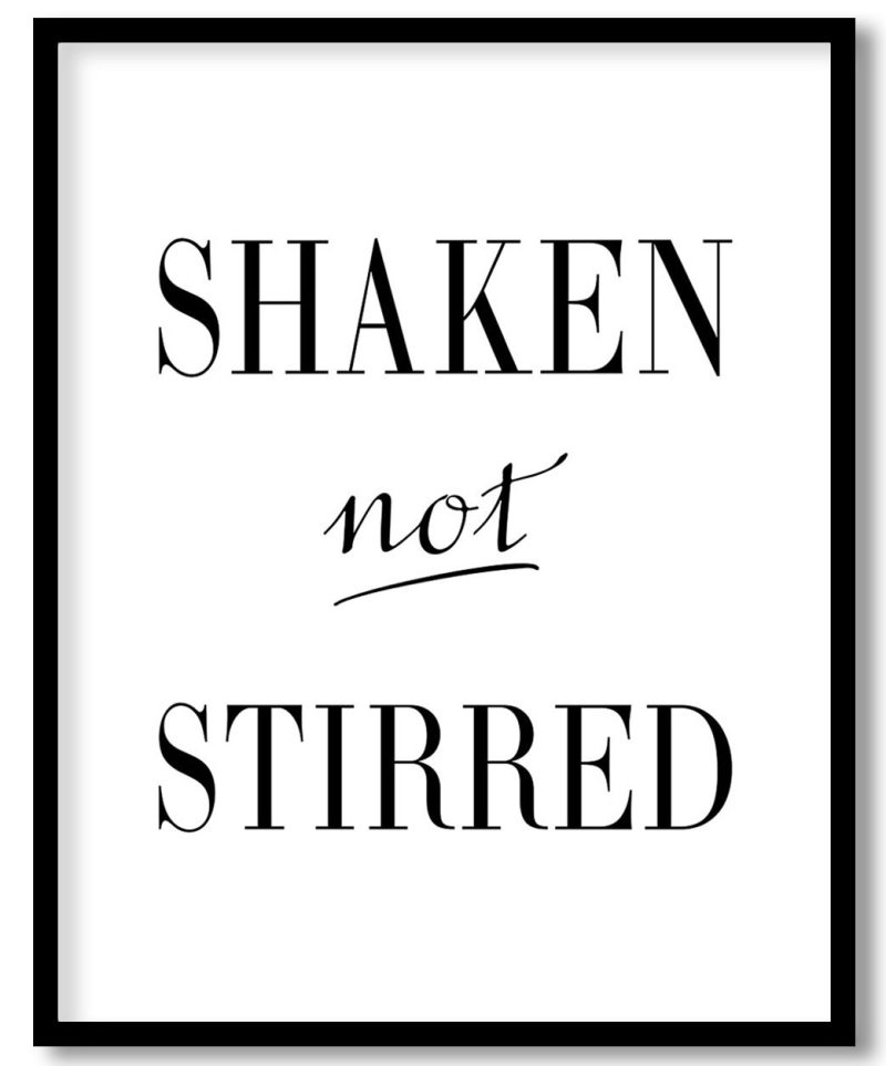 Shaken not Stirred - Bar Poster, Cocktails, Framed Wall Art - Choose Size & Frame Color