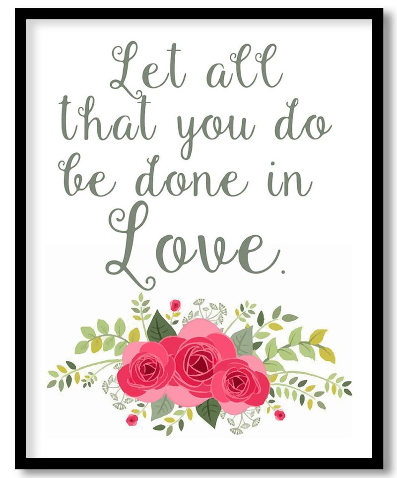 bible verse wall art Framed Art - scripture quote - bible wall art - Christian wall art - Corinthians quote - let all you do be done in love