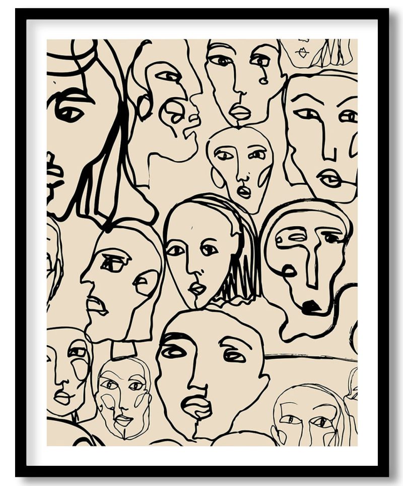 Abstract line art texture faces