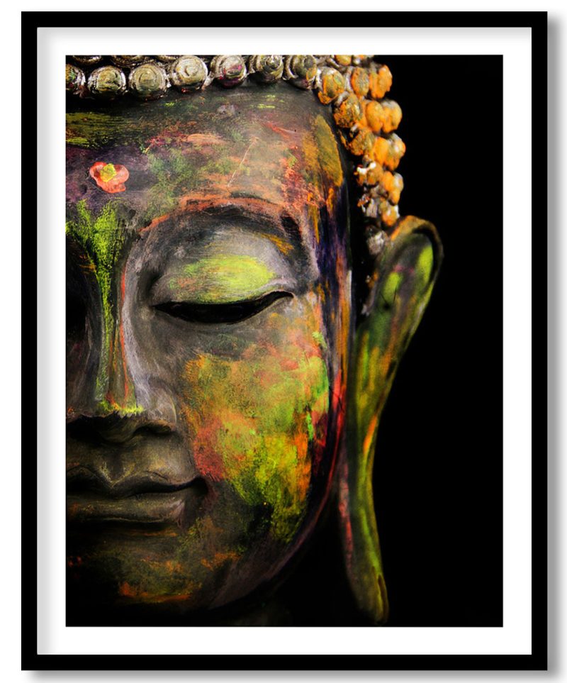 Colorful half buddha face