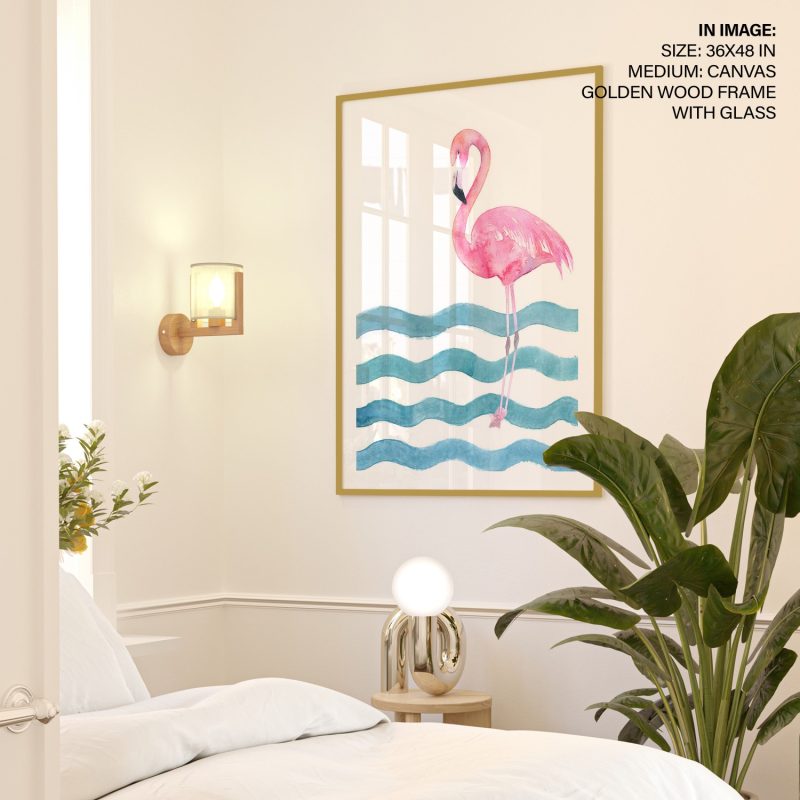 Nature Pink Flamingo Wavy Water – Wall Hanging