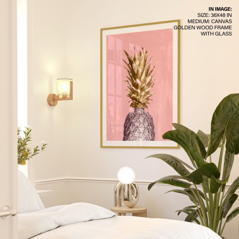 Contemporary Golden and Silver Pineapple – Wall Painting