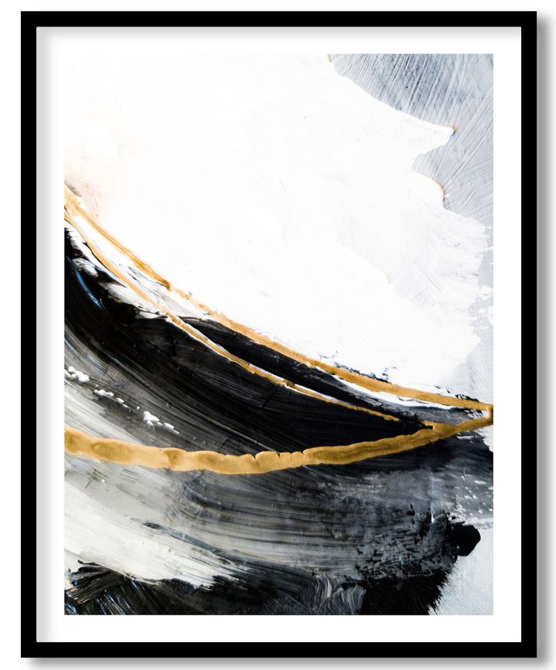 Slanted gold black contemporary abstract