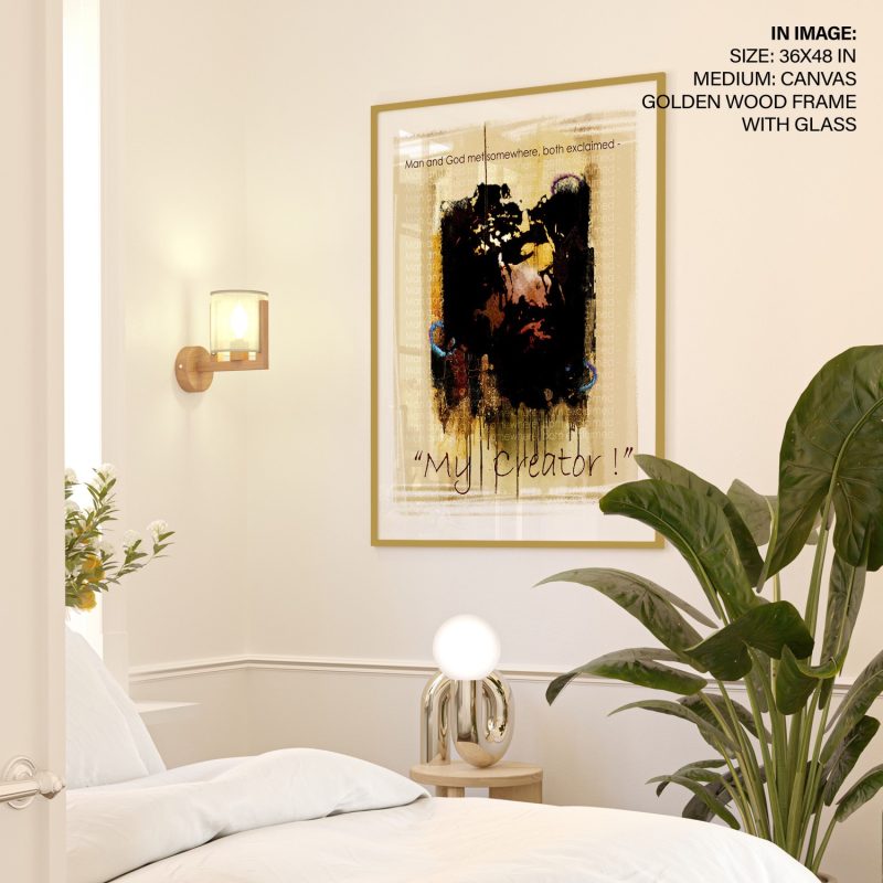 Man and God met somewhere, both exclaimed - My Creator! - Spiritual – Wall Painting