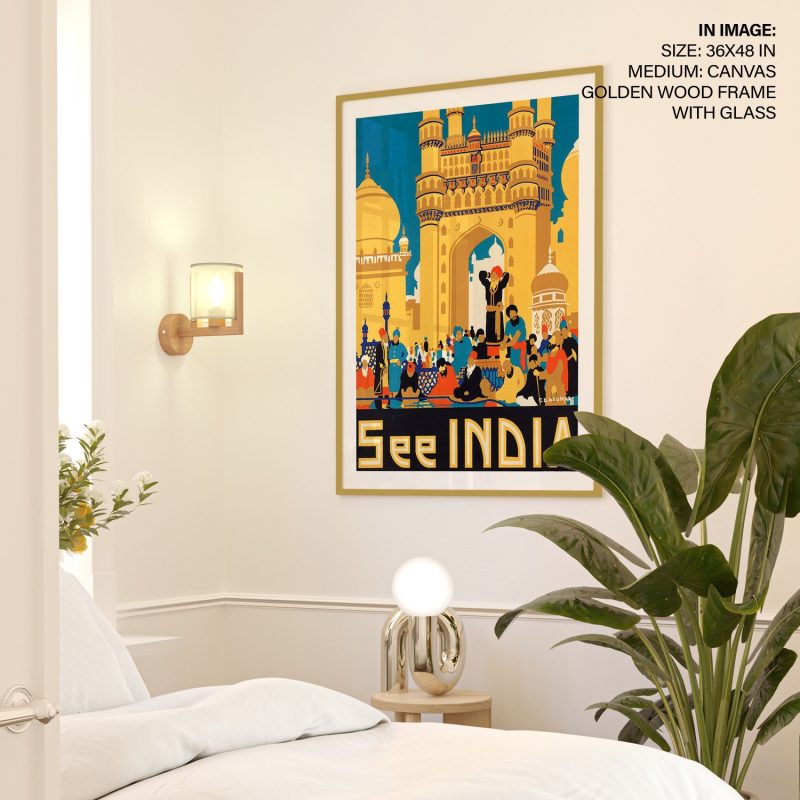 See INDIA - Vintage Travel Slogan – Wall Hanging