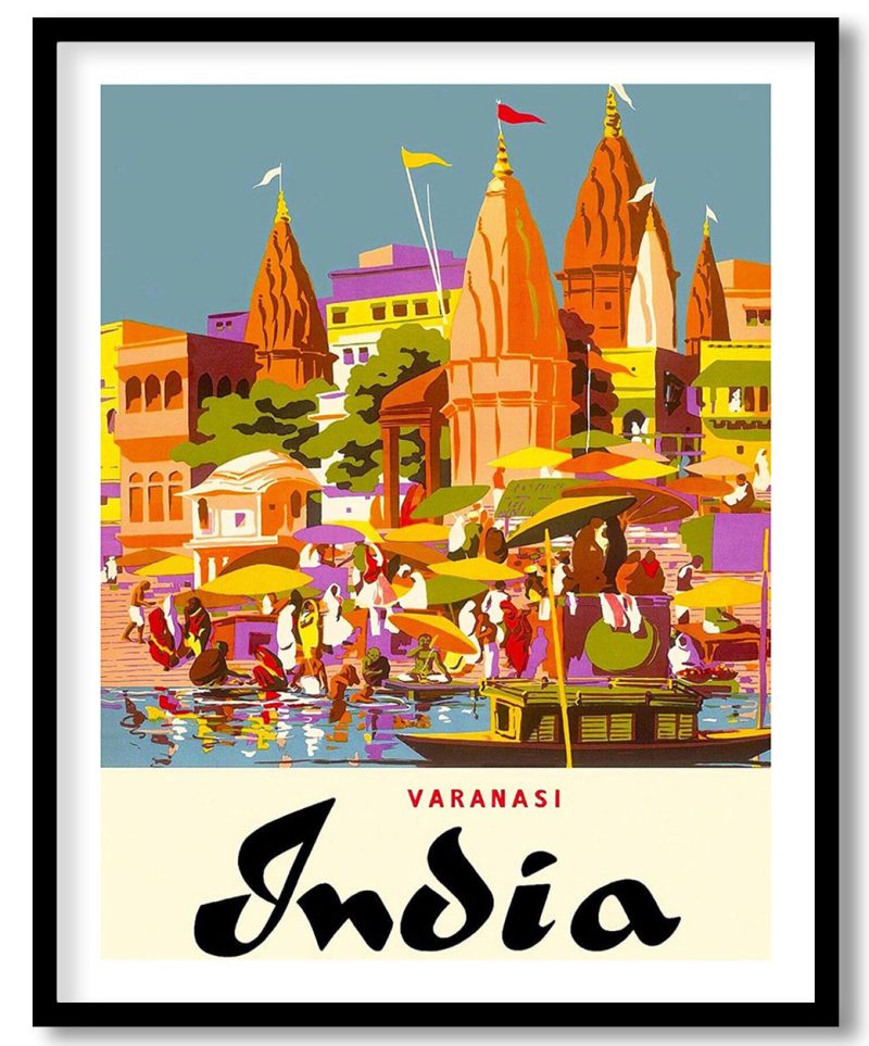 Varanasi, Uttar Pradesh, India - Vintage travel poster