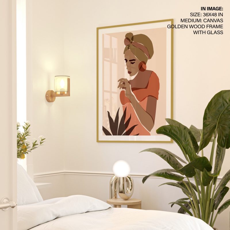 Abstract Woman with Headwrap and Plants – Wall Decor
