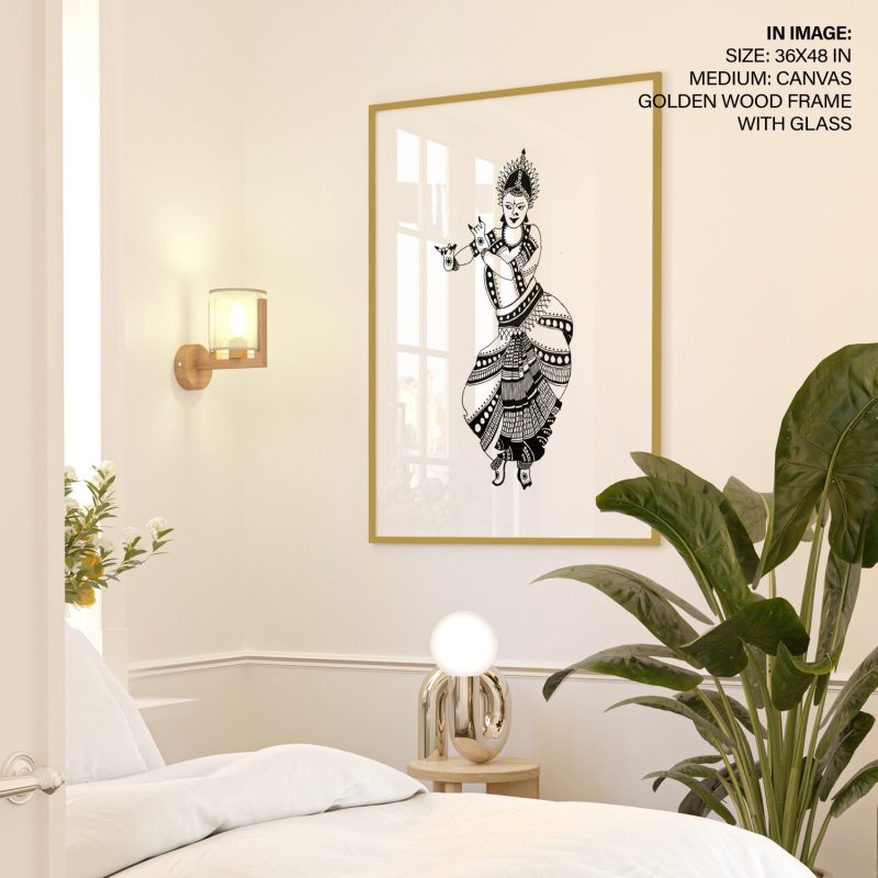 Traditional Indian Dancer Black White – Wall Painting