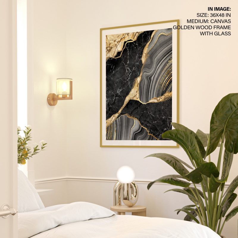 Abstract Black Marble Gold Agate – Wall Painting